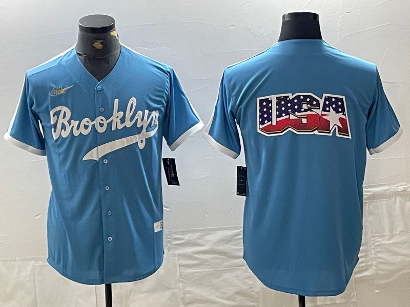 Men Los Angeles Dodgers Blank Light blue Throwback 2024 Nike MLB Jersey style 10